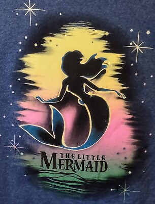 #ad Little Mermaid Disney Ariel 2XL Fitted Women Unisex T Shirt Glitter XL Men $14.99
