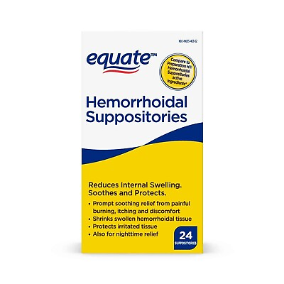 #ad EQUATE Hemorrhoidal Suppositories 24 Count Brand New $10.99