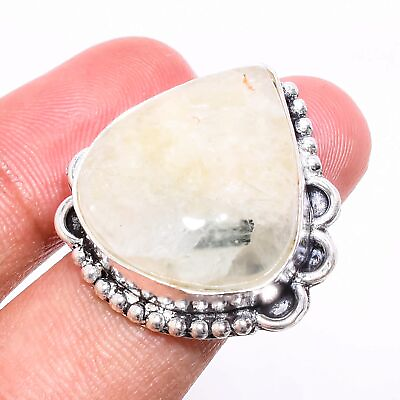 #ad Prehnite Gemstone 925 Sterling Silver Jewelry Ring Size 7 $13.18
