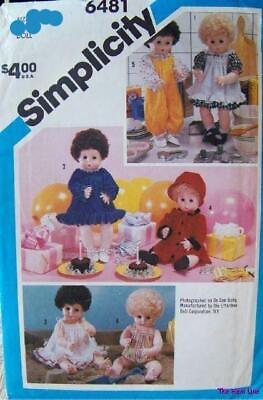 #ad VTG Simplicity 6481 Doll Clothes Pattern 17 18quot; DY DEE Betsy Wetsy Baby Dear $6.99