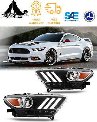 #ad For 2015 2016 2017 Ford Mustang Headlights Projector Headlamps HID Xenon LED DRL $195.99