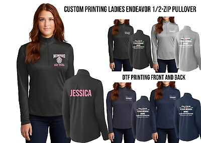 #ad Ink Stitch Design Your Own Custom Printed Ladies Endeavor 1 2 Zip Pullover $35.99