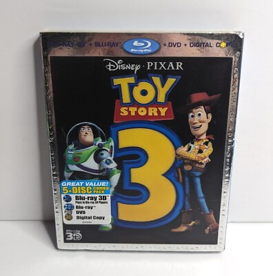 #ad Toy Story 3 Blu ray 3D Blu ray 2011 5 Disc Set MISSING DVD Lenticular Slipcover $19.99