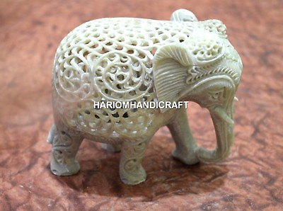 #ad 5quot; Marble Hand Carved Elephant Lattice Work Italian Living Home Decor Gifts H657 $233.36