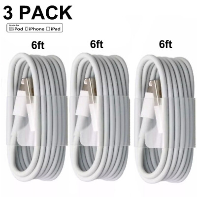 #ad 3 PACK 6ft USB Data Charger Cables Cords For i Phone 5 6 7 8 X 11 12 13 14 Plus $6.99