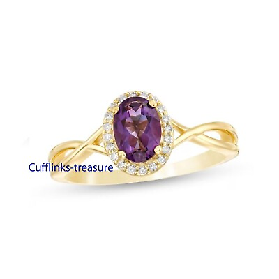 #ad Natural Amethyst amp; CZ Stones Gold Plated 925 Sterling Silver Ring For Women#x27;s #6 $46.55