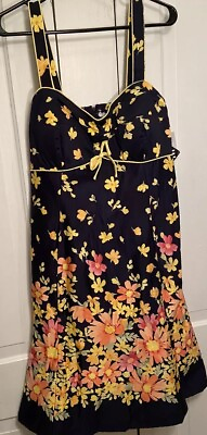 #ad Madison Leigh Flowered Dress Size 14 Straps Summer Built in Bra MSRP $68 NWT $19.95