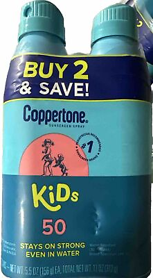 #ad Coppertone Kids SPF 50 Sunscreen Spray 5.5 oz Each TWIN PACK Brand NEW $10.95