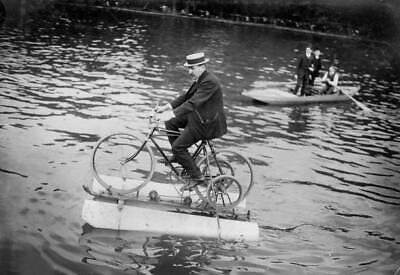 #ad The quot;amphibocyclequot; water bicycle on the river Seine 1909 OLD PHOTO AU $9.00