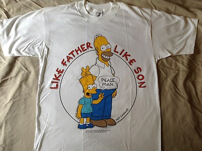 #ad The Simpsons Homer amp; Bart Simpson 1990 T Shirt ORIGINAL XL Never Worn Marge $139.99