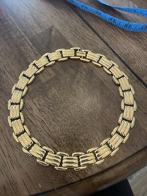 #ad #ad Vintage Gold Tone Wide Chunky Necklace Statement Link Collar Choker Bib Retro $20.00