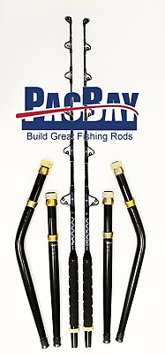 #ad XCALIBER MARINE PAIR OF TROLLING RODS 80 130LB INCLUDES BENT AND STRAIGHT BUTT $340.00