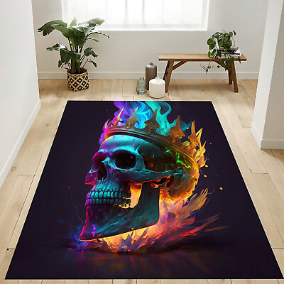 #ad King skull Rug Psychedelic colorful Skull Rug Creative Skull Rug $99.00