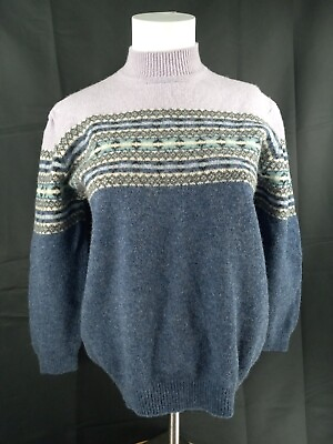 #ad Eddie Bauer Womens Pattern Colorblock 100% Wool Pullover Sweater Size XXL $47.00