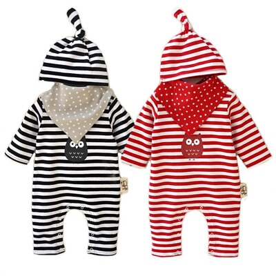 #ad Baby Jumpsuit Romper Layette Toddler Coverall 100% Cotton 3Pcs $12.99