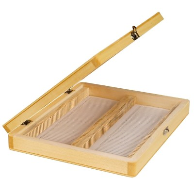 #ad Wooden Slide Storage Box for Up to 100 Microscope Slides $23.99