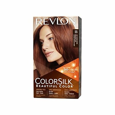 #ad REVLON COLORSILK BEAUTIFUL COLOR PERMANENT HAIR DYE #55 LIGHT REDDISH BROWN $5.50