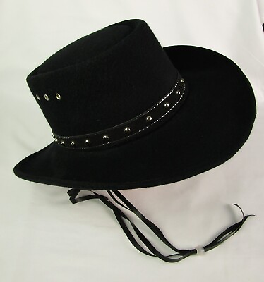 #ad Western Express Inc. Kids Cowboy Hat Size 7¼ Black Faux Felt Black amp; Silver Band $18.95