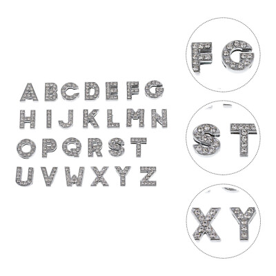 #ad 26 Pcs A Letter Necklace Rhinestone Alphabet Accessories DIY Pendants $9.69