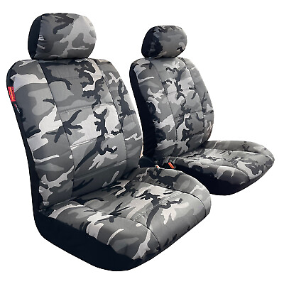 #ad For 2022 Ford F150 Seat Covers F 150 Cotton Canvas Grey Camouflage Front Set $62.99