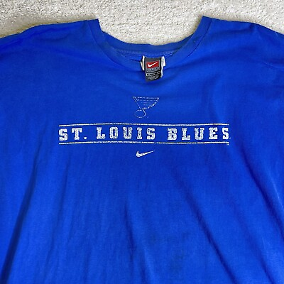 #ad Vintage Nike St Louis Blue T Shirt Mens XL Blue Distressed Y2K NHL Hockey USA $15.88