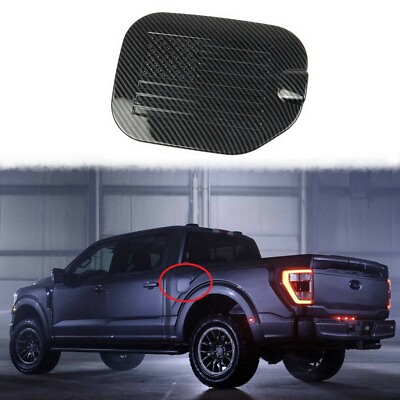 #ad Carbon fiber Fuel Tank cover trim Accessories Gas Door For Ford F 150 2021 2023 $21.99