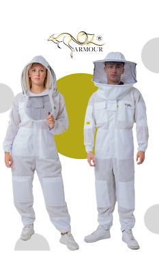 #ad OZ Armour Beekeeping Ventilated Bee Suit 3 Layer Mesh with 2 veils XXL Unisex $183.20