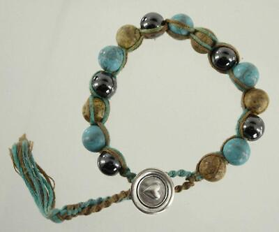 #ad Modern Jewelry Beaded Bracelet Hematite Jasper Turquoise Sterling Heart Button $28.94