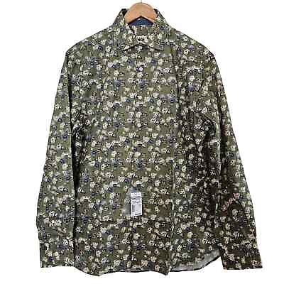 #ad Joseph Abound Button Down Shirt Mens Large Green Floral Long Sleeve Business $25.50