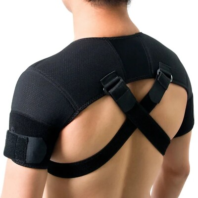 #ad Double Shoulder Brace Torn Rotator Cuff Pain Relief Support Sleeve Adjustable HL $5.29