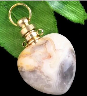 #ad Yellow Crazy Lace Agate Charm Essential Oil Diffuser Bottle Pendant $12.50