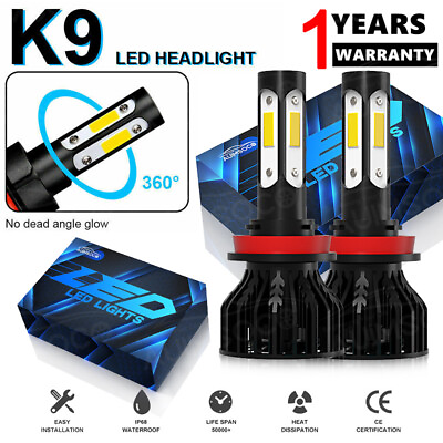 #ad H11 LED Headlights Super Bright Bulbs Conversion Kit Low lamp 6000K 4 sides beam $24.99