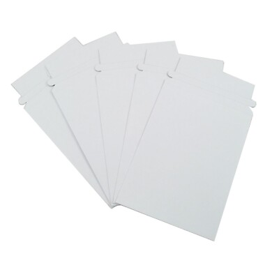 #ad 100 6 x 8 Photo Decal Shipping Flat Mailer Cardboard White Envelope Self Seal $25.95