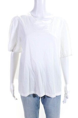 #ad Derek Lam 10 Crosby Womens Cotton Jersey Puff Sleeve Tee T Shirt White Size L $48.79