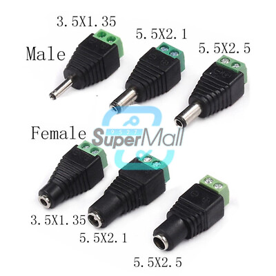 #ad 5× Male female Adapter Connector Power Plug 5.5x2.1 5.5×2.5 3.5×1.35MM DC 12 24V EUR 1.99