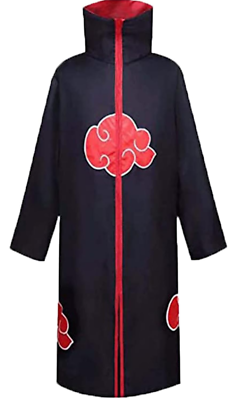 #ad Size 2XL Naruto Akatsuki Cloak Robe Cape Jacket Cosplay Anime Red Cloud Zipper $14.99