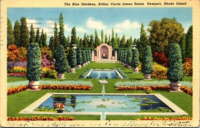 #ad Blue Gardens Arthur Curtis James Estate Newport Rhode Island Vintage Postcard $4.75