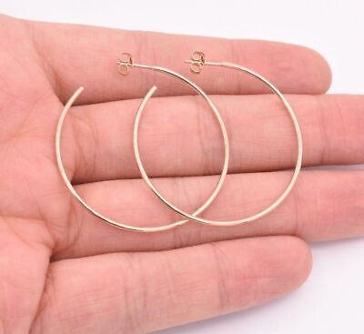 #ad 1 1 2quot; 40mm Large Plain Shiny Endless Hoop Earrings REAL 14K Rose Gold $230.52