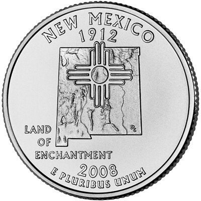 #ad 2008 P New Mexico State Quarter. Uncirculated from US Mint roll. $2.39