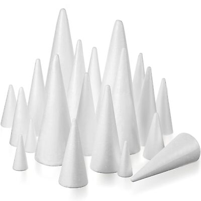 #ad 40 Pcs Craft Foam Cones White Polystyrene Cone Shaped Foam Multi Size Foam T $71.89