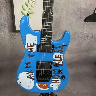 #ad Handmade Blue Electric Guitar Floyd Rose Bridge HH Pickup 6 String Maple Neck $273.08