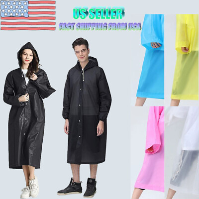 #ad Unisex Adult Waterproof Raincoat Rain Coat Hooded Jacket Poncho Rainwear Camping $7.99