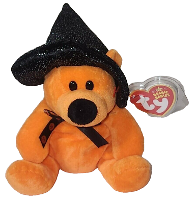 #ad Ty Beanie Baby HAUNTS the 7quot; Halloween Bear with Witch Hat Borders Excl MWMT $18.90