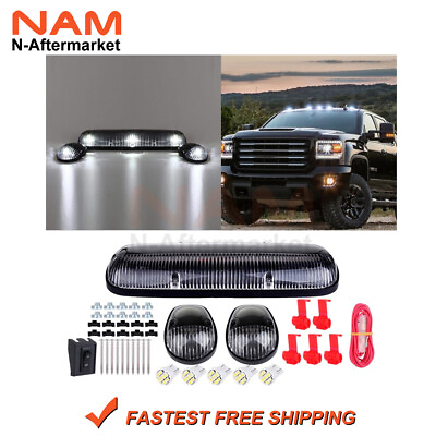 #ad 3PCS CAB CLEAR MARKER LIGHT COVER T10 WHITE LED FOR CHEVY SILVERADO GMC SIERRA $27.10
