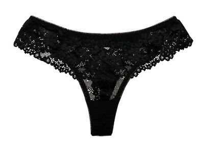 #ad New Shein Floral Lace Panties Size M Black $6.00