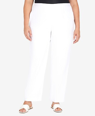#ad ALFRED DUNNER Plus Size Cool Vibrations Relaxed Fit Go To Pants Womens 22W White $26.03
