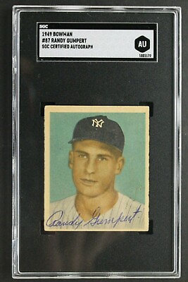#ad Randy Gumpert d.2008 Autographed 1949 Bowman # 87 Yankees Signed Card SGC $149.99