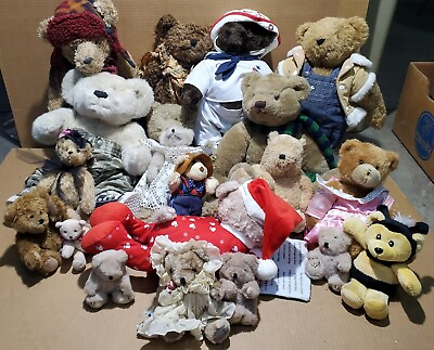 #ad **HUGE** Mixed Lot of 20 Collectible TEDDY BEARS 4quot; 20quot; Mohair Boyd#x27;s Pooh MORE $79.99