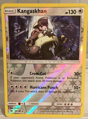 #ad Kangaskhan HoloReverse Rare Sunamp;Moon Base Set Card In Never Played Condition $3.59
