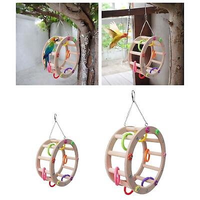 #ad Wooden Bird Wheel Toy Hanging Parakeet Swing Birds Toys $12.61